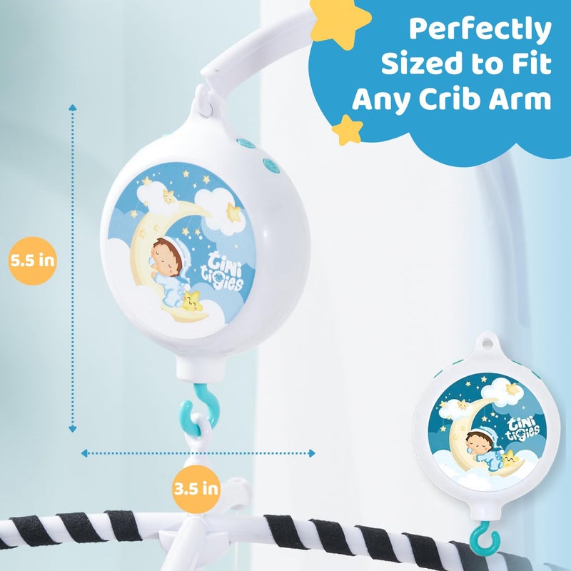 TINITIGIES Crib Mobile Motor - Baby Mobile Spinner Box with 3 Modes (Turn & Music, Turn Only, Music Only) Plays 12 Piano Lullabies (30 Min Auto Off) - Holder for DIY Clamp Mobile - Image 5